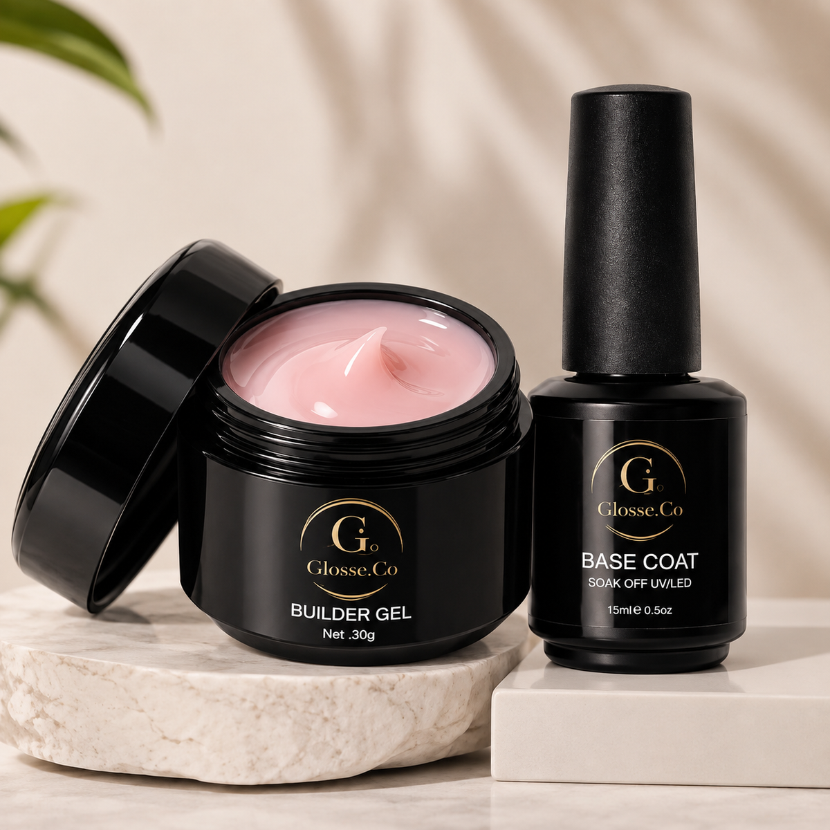 Builder gel color (orgasm)+base coat bundle